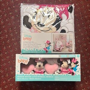 Disney Minnie Mouse Baby Crib Set and Musical Mobile - Pink and Black
Brand new
